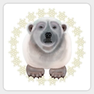 Polar Bear on snowflake pattern Sticker